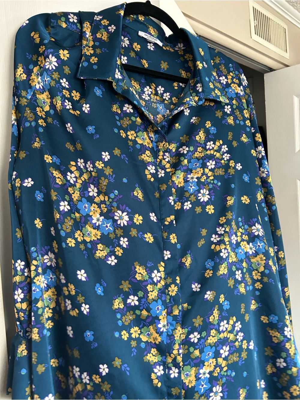 Plus size Isaac Mizrahi Teal Floral Button-Down Shirt
